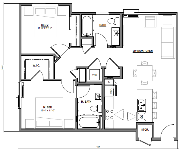 2 Bedroom B floor plan